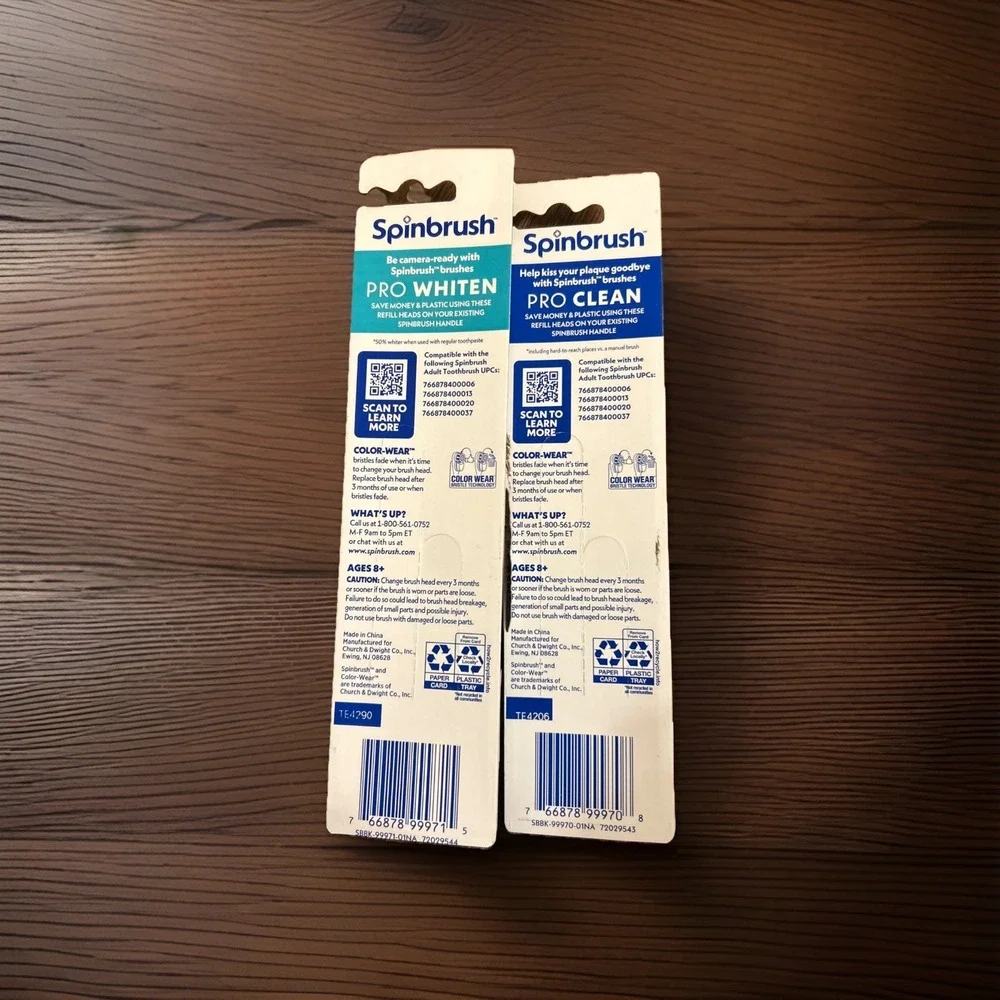2 Packs Of 2 Spinbrush Pro Series Pro Clean/White Replacement‎ Brush Heads Soft